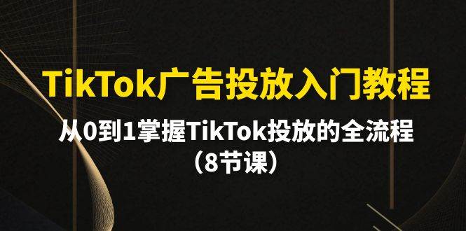 TikTok广告投放入门教程，从0到1掌握TikTok投放的全流程（8节课）-烽云网