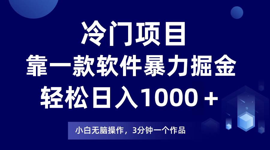 冷门项目，靠一款软件暴力掘金日入1000＋，小白轻松上手第二天见收益-烽云网