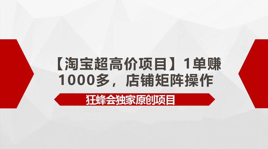 【淘宝超高价项目】1单赚1000多,店铺矩阵操作-烽云网