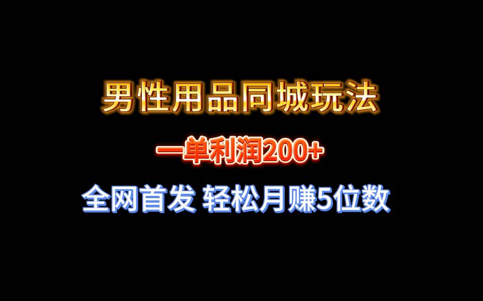 全网首发 一单利润200+ 男性用品同城玩法 轻松月赚5位数-烽云网