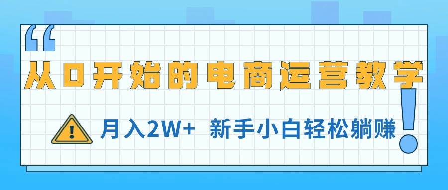从0开始的电商运营教学，月入2W+，新手小白轻松躺赚-烽云网