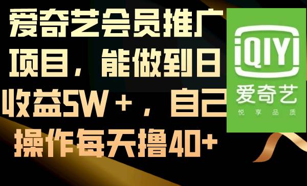 爱奇艺会员推广项目，能做到日收益5W＋，自己操作每天撸40+-烽云网