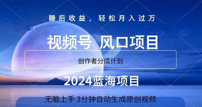 2024蓝海项目，3分钟自动生成视频，月入过万-烽云网