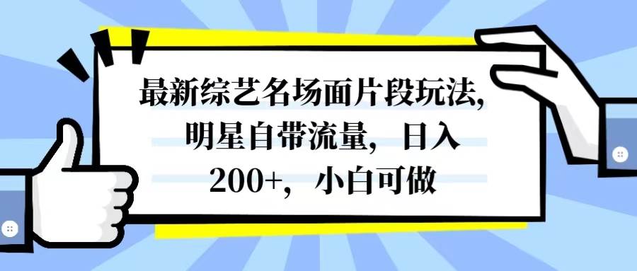 最新综艺名场面片段玩法，明星自带流量，日入200+，小白可做-烽云网