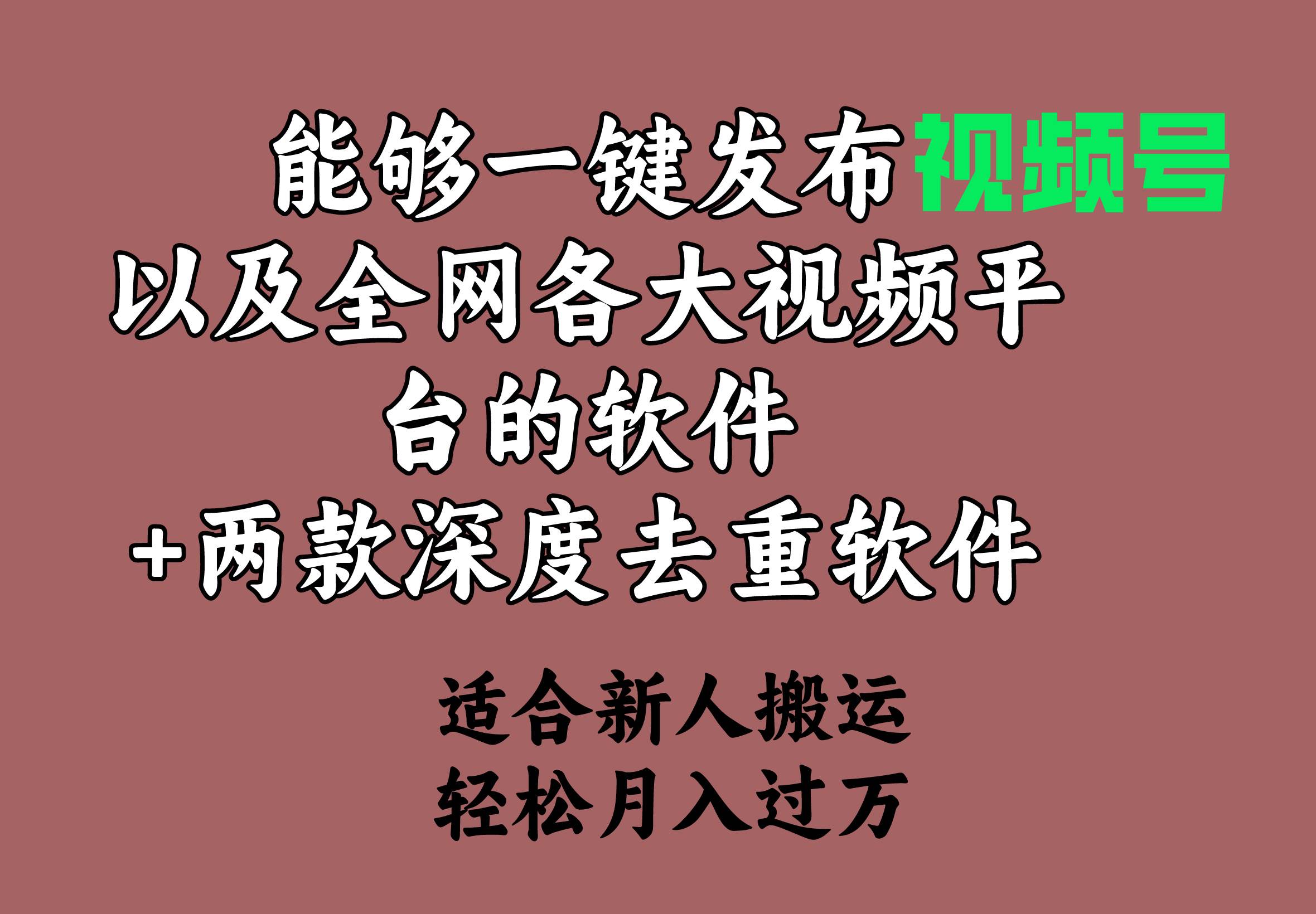 能够一键发布视频号以及全网各大视频平台的软件+两款深度去重软件 适合...-烽云网