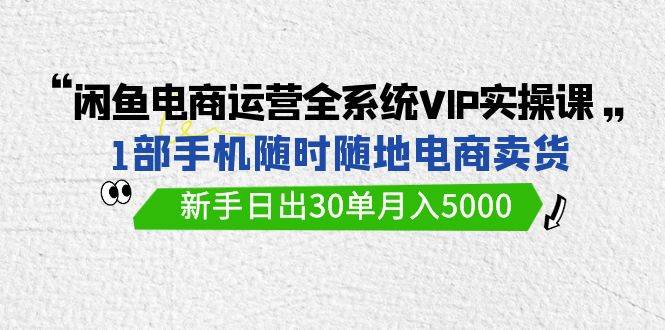 闲鱼电商运营全系统VIP实战课,1部手机随时随地卖货,新手日出30单月入5000-烽云网