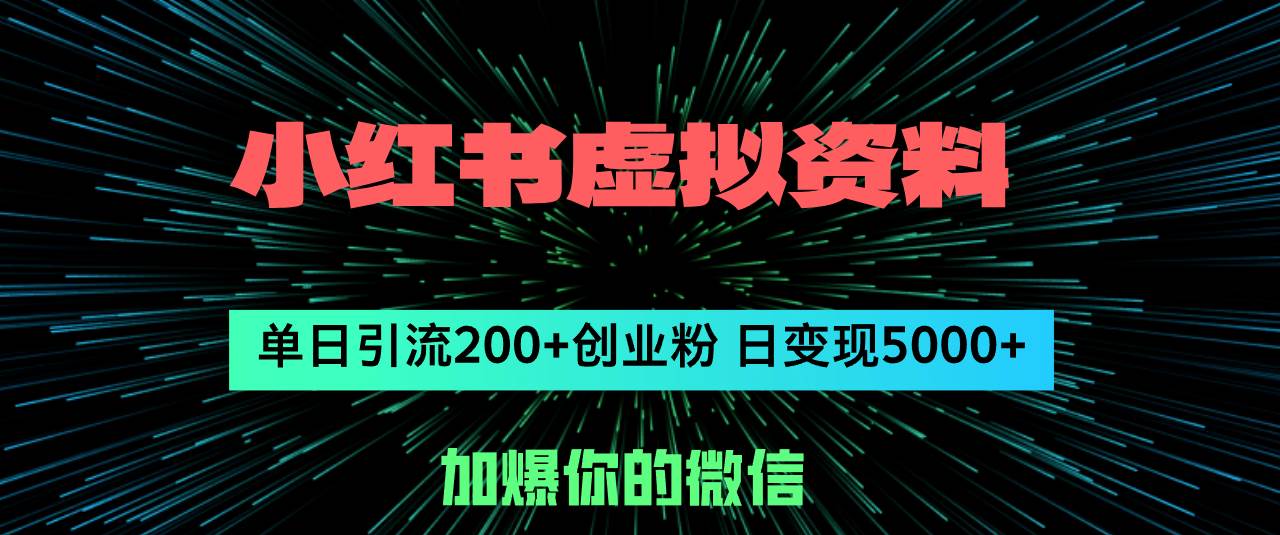 小红书虚拟资料日引流200+创业粉，单日变现5000+-烽云网