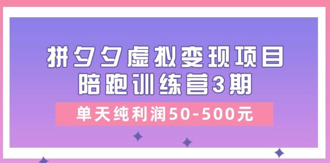 某收费培训《拼夕夕虚拟变现项目陪跑训练营3期》单天纯利润50-500元-烽云网