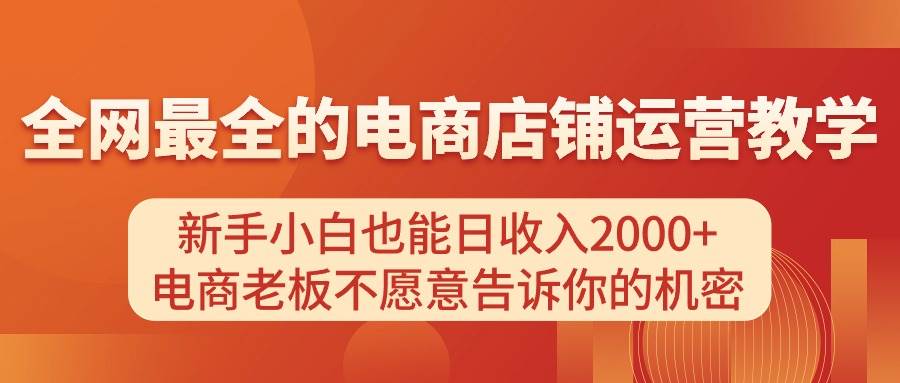 电商店铺运营教学,新手小白也能日收入2000+,电商老板不愿意告诉你的机密-烽云网
