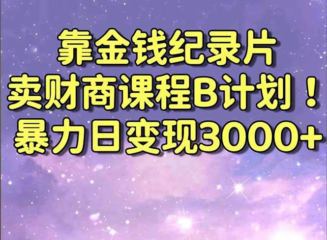 靠金钱纪录片卖财商课程B计划！暴力日变现3000+，喂饭式干货教程！-烽云网