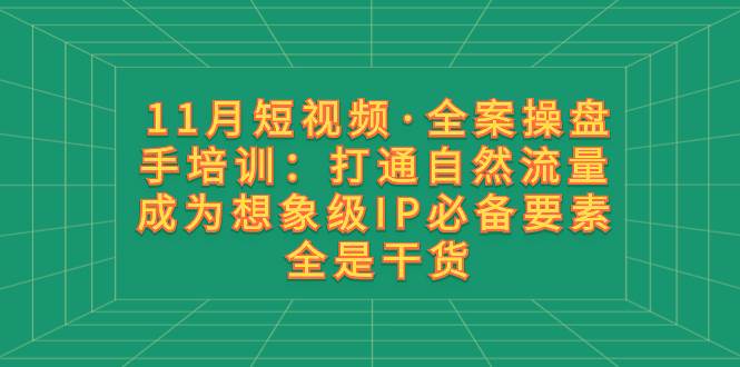 11月短视频·全案操盘手培训：打通自然流量 成为想象级IP必备要素 全是干货-烽云网