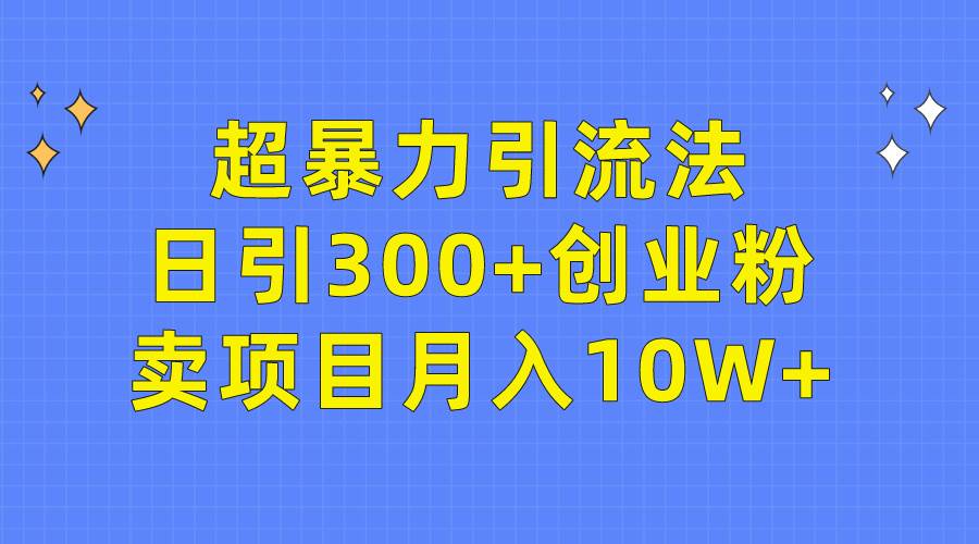 超暴力引流法，日引300+创业粉，卖项目月入10W+-烽云网