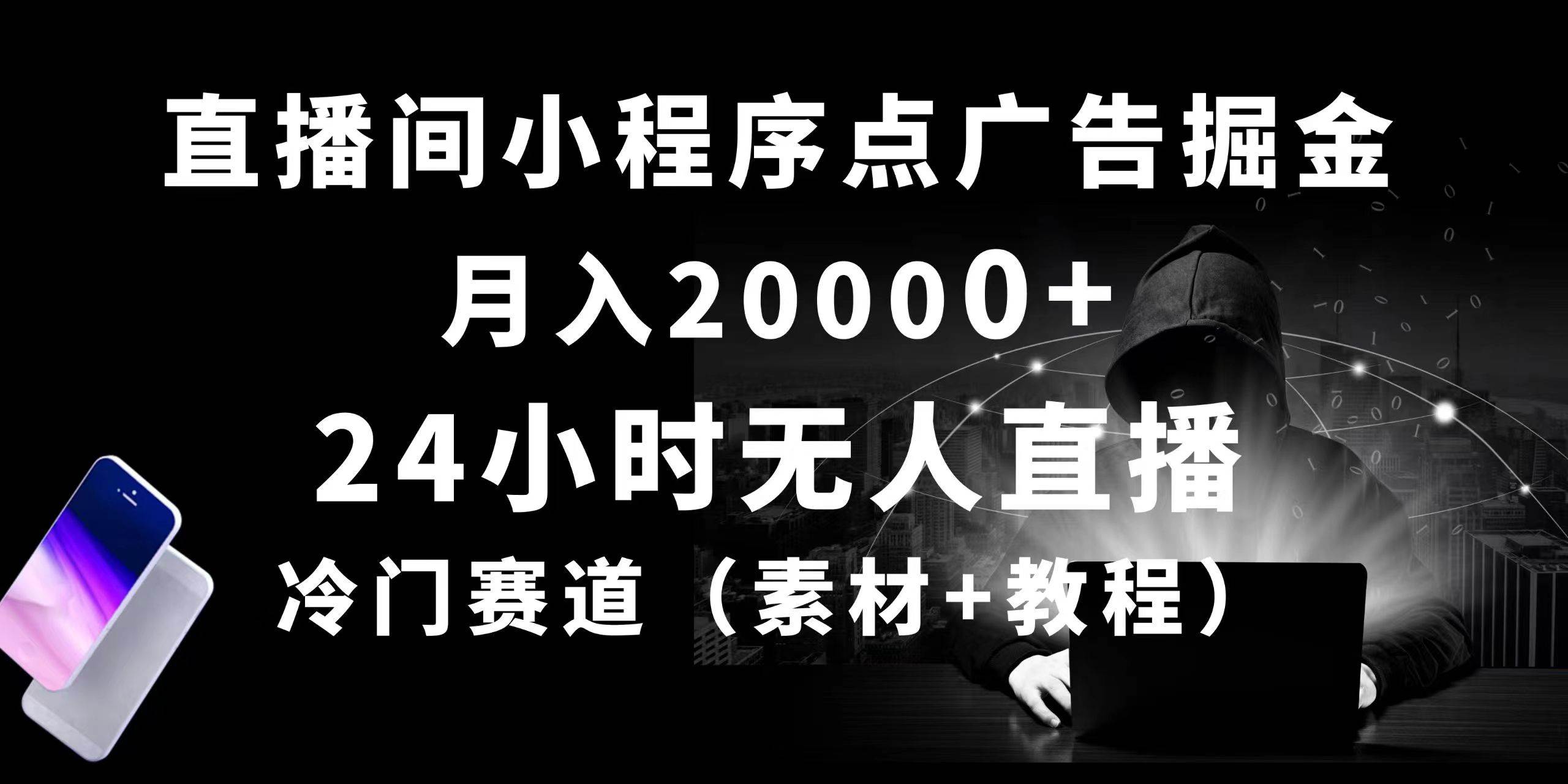 24小时无人直播小程序点广告掘金, 月入20000+,冷门赛道,起好猛,独…-烽云网