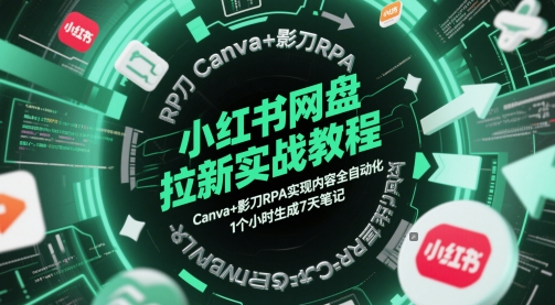 小红书网盘拉新实战教程,Canva+影刀RPA实现内容全自动化,1个小时生成7天笔记-烽云网