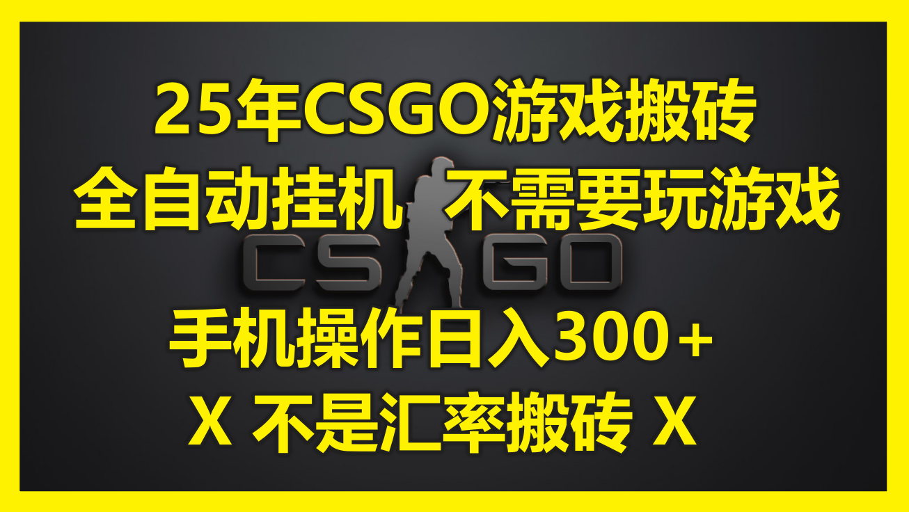 25年CSGO游戏搬砖，全自动挂机，不需要玩游戏，手机操作日入300+。(不...-烽云网