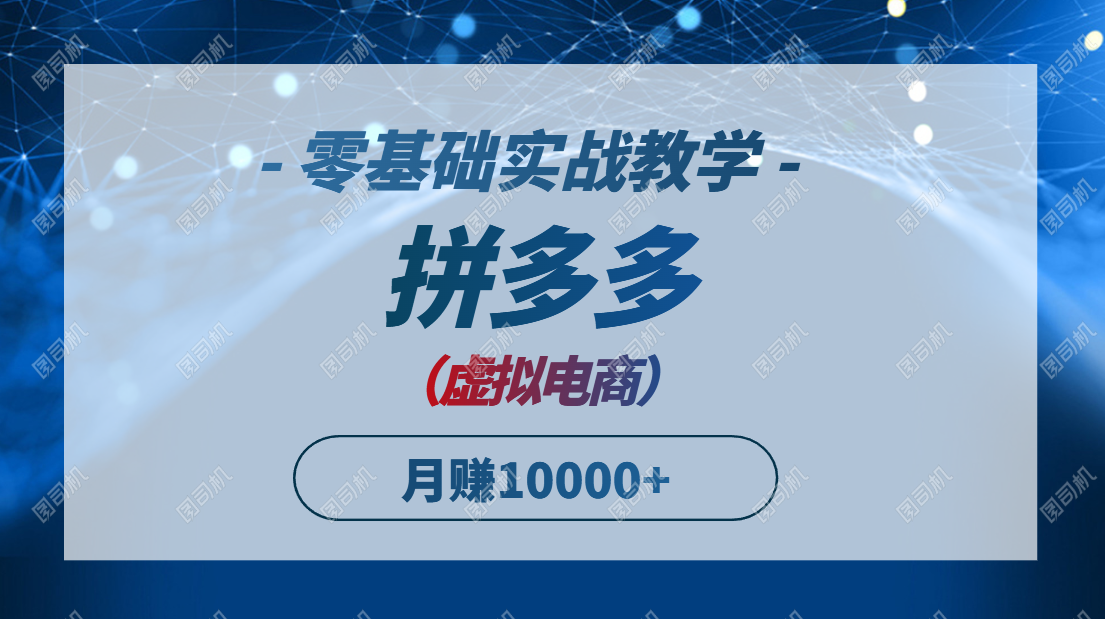 拼多多虚拟电商,零基础实战教学,快速打爆商品,新手也能月入10000+-烽云网