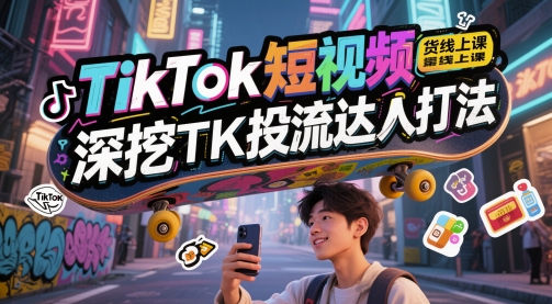 TikTok短视频带货线上课,深挖TK投流达人打法-烽云网