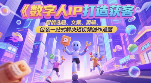 数字人IP打造获客变现实操课,智能选题、文案、剪辑、包装一站式解决短视频创作难题-烽云网