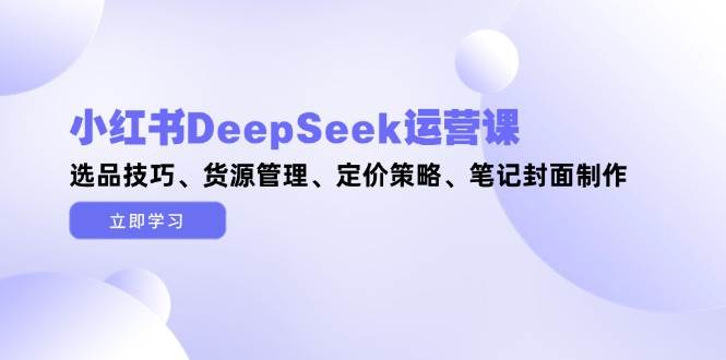 小红书DeepSeek运营课,选品技巧、货源管理、定价策略、笔记封面制作-烽云网
