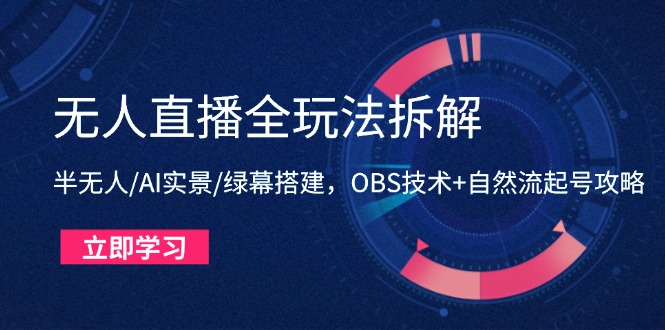 无人直播全玩法拆解:半无人/AI实景/绿幕搭建,OBS技术+自然流起号攻略-烽云网