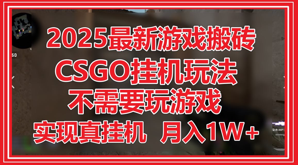 2025最新游戏搬砖,CSGO挂机,不需要玩游戏,实现真挂机,月入1W+-烽云网
