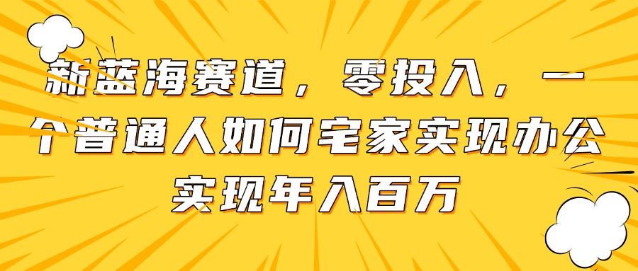 新蓝海赛道,零投入,一个普通人如何宅家办公实现年入百万-烽云网