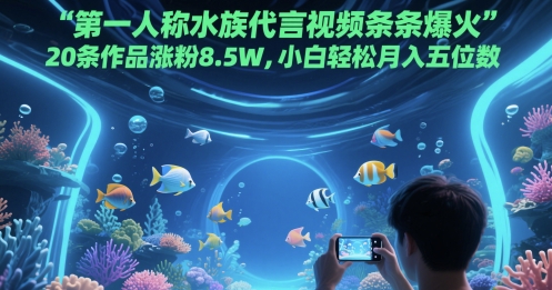 第一人称水族代言视频条条爆火,20条作品涨粉8.5W,小白轻松月入五位数-烽云网