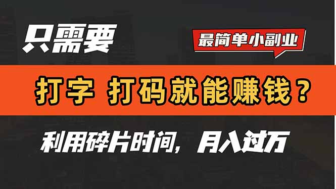 只需要打字,打码,就能赚钱?简单的赚钱小副业,利用碎片时间,月入过万-烽云网