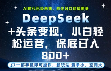 DeepSeek+头条变现,保姆级教学,小白轻松上手,日入8张+【揭秘】-烽云网