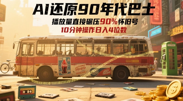 AI还原90年代巴士,一帧就让70后泪崩,播放量直接碾压90%怀旧号,每天操作十分钟,日入四位数-烽云网